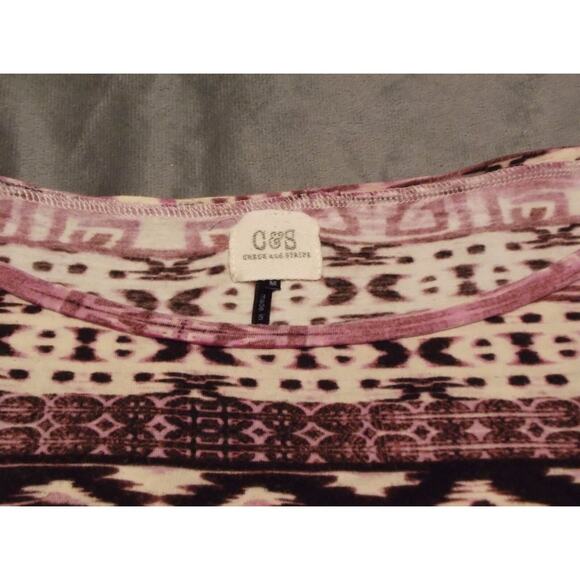 C & S Crop Top Women's M Multicolor Print Rayon Knit - Picture 5 of 7